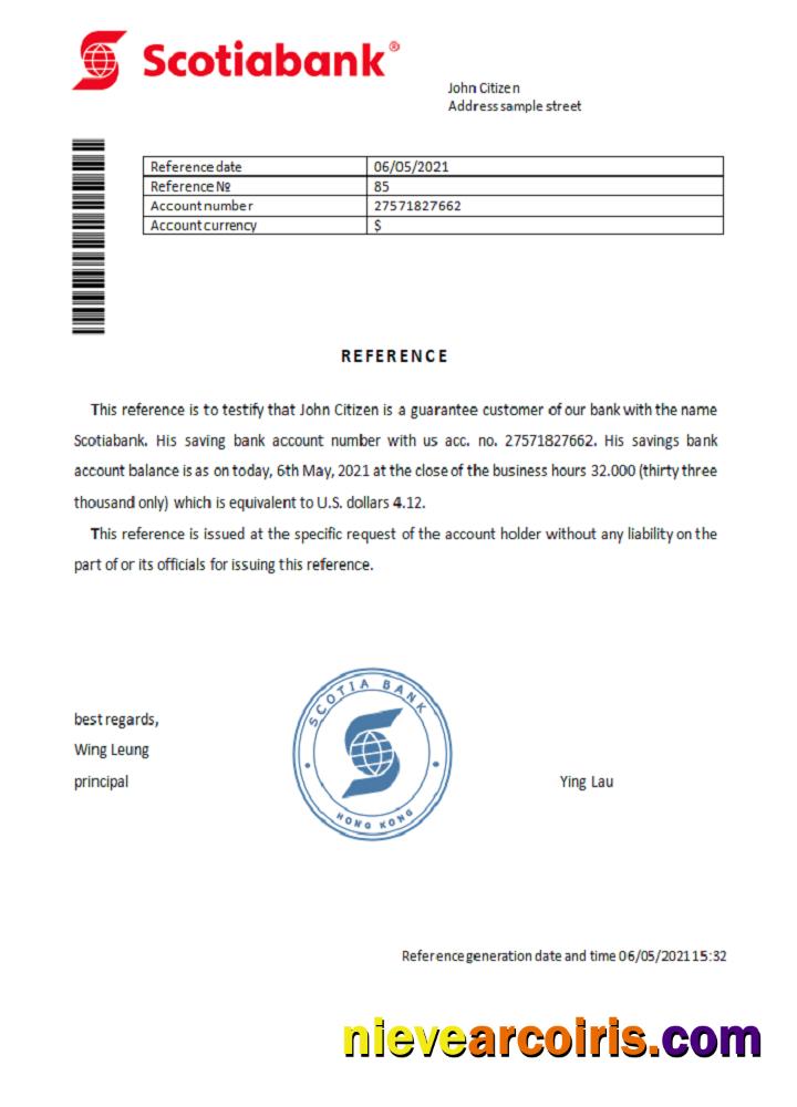 Hong Kong Scotia bank reference